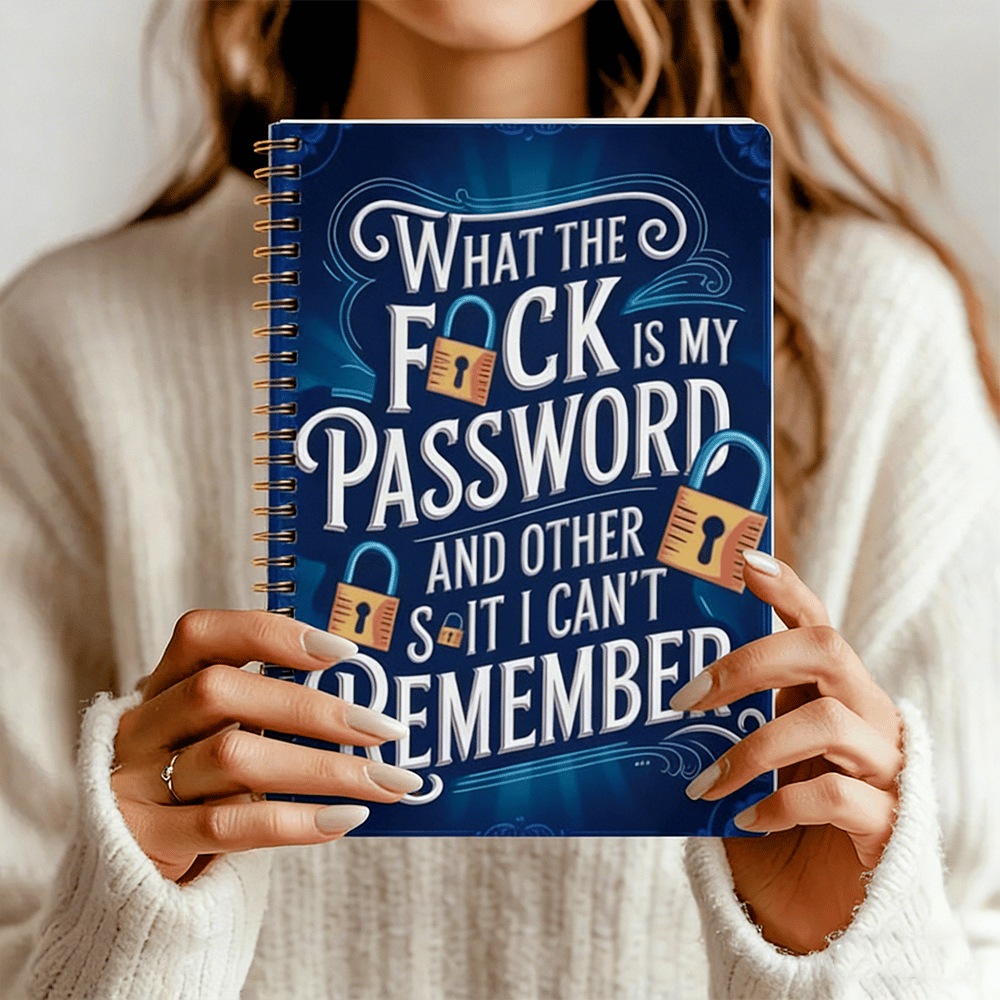 🔥𝑳𝑨𝑺𝑻 𝑫𝑨𝒀 𝟒𝟗% 𝑶𝑭𝑭 📅Funny Password Notebook - Spiral Bound with Lock Icons & Funny Security Phrases✍️