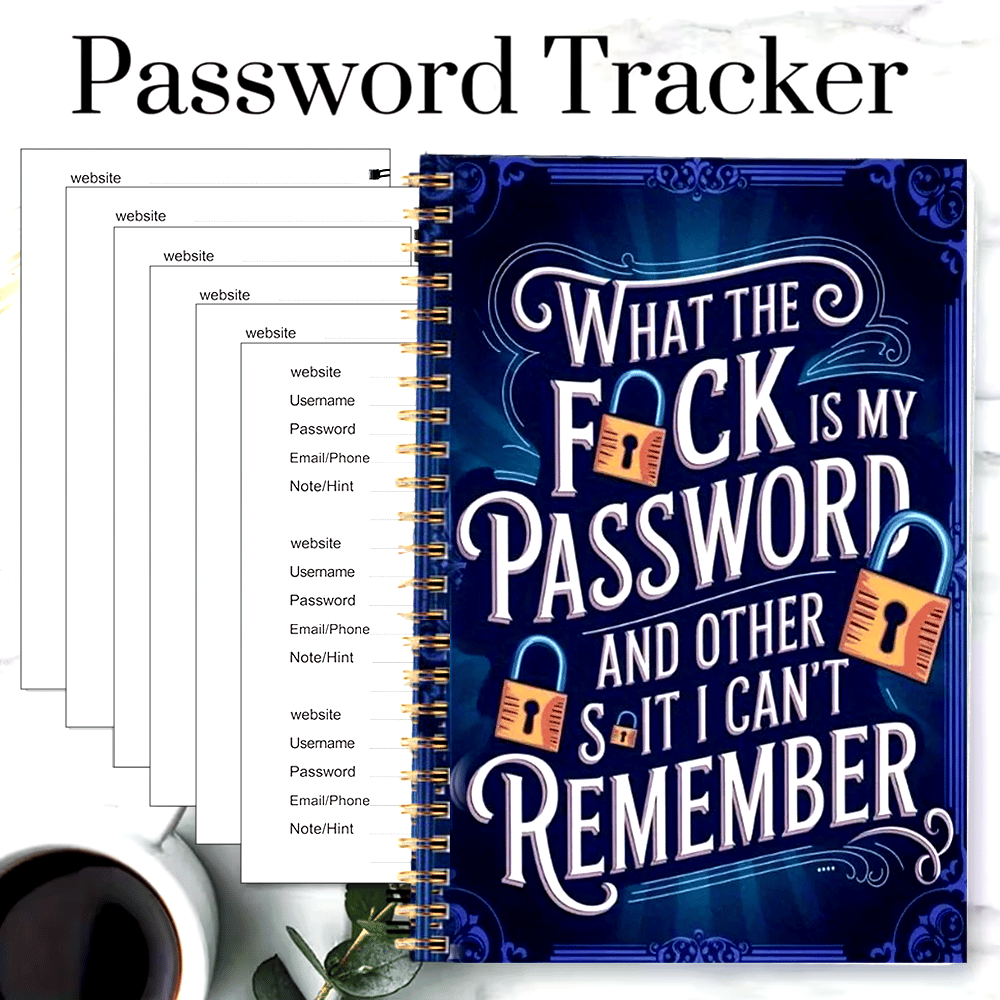 🔥𝑳𝑨𝑺𝑻 𝑫𝑨𝒀 𝟒𝟗% 𝑶𝑭𝑭 📅Funny Password Notebook - Spiral Bound with Lock Icons & Funny Security Phrases✍️