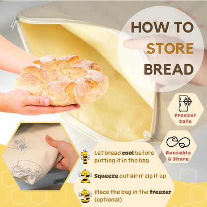 🔥𝑳𝑨𝑺𝑻 𝑫𝑨𝒀 𝟒𝟗% 𝑶𝑭𝑭🍞Wide Zipper Access Cotton & Beeswax Bread Bags for Sourdough