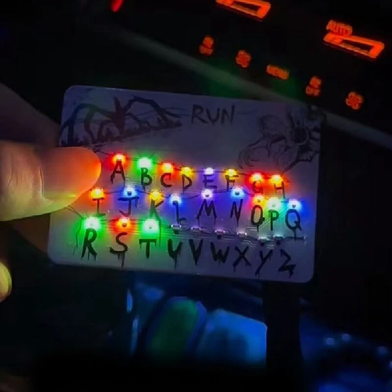 🎁Stranger Things Alphabet Light Keychain – RUN Card Light Pendant, 26 Letters LED Decor for Bags, Fridge, and Wall