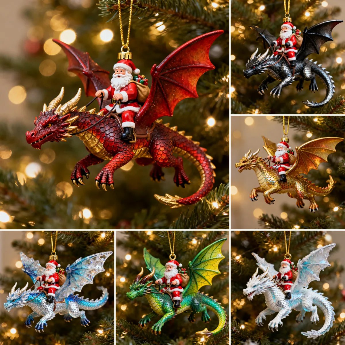 🔥𝑳𝑨𝑺𝑻 𝑫𝑨𝒀 𝟒𝟗% 𝑶𝑭𝑭 -Santa’s Dragon Riders Ornament Collection