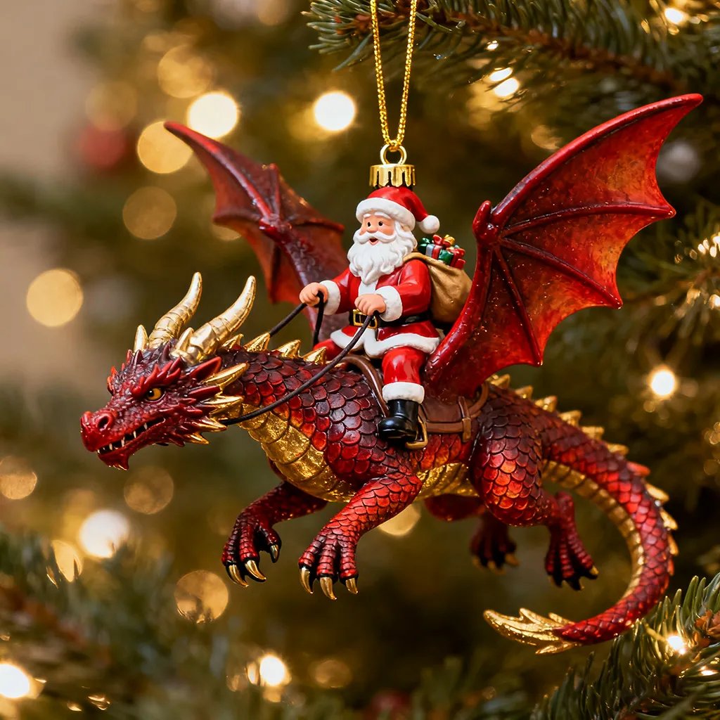 🔥𝑳𝑨𝑺𝑻 𝑫𝑨𝒀 𝟒𝟗% 𝑶𝑭𝑭 -Santa’s Dragon Riders Ornament Collection