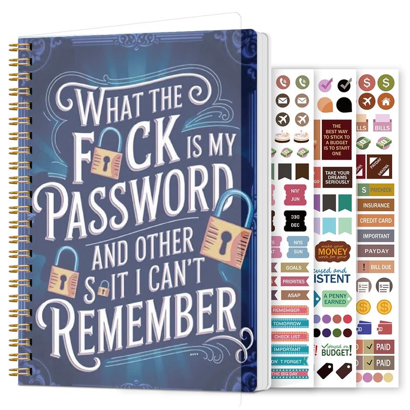 🔥𝑳𝑨𝑺𝑻 𝑫𝑨𝒀 𝟒𝟗% 𝑶𝑭𝑭 📅Funny Password Notebook - Spiral Bound with Lock Icons & Funny Security Phrases✍️