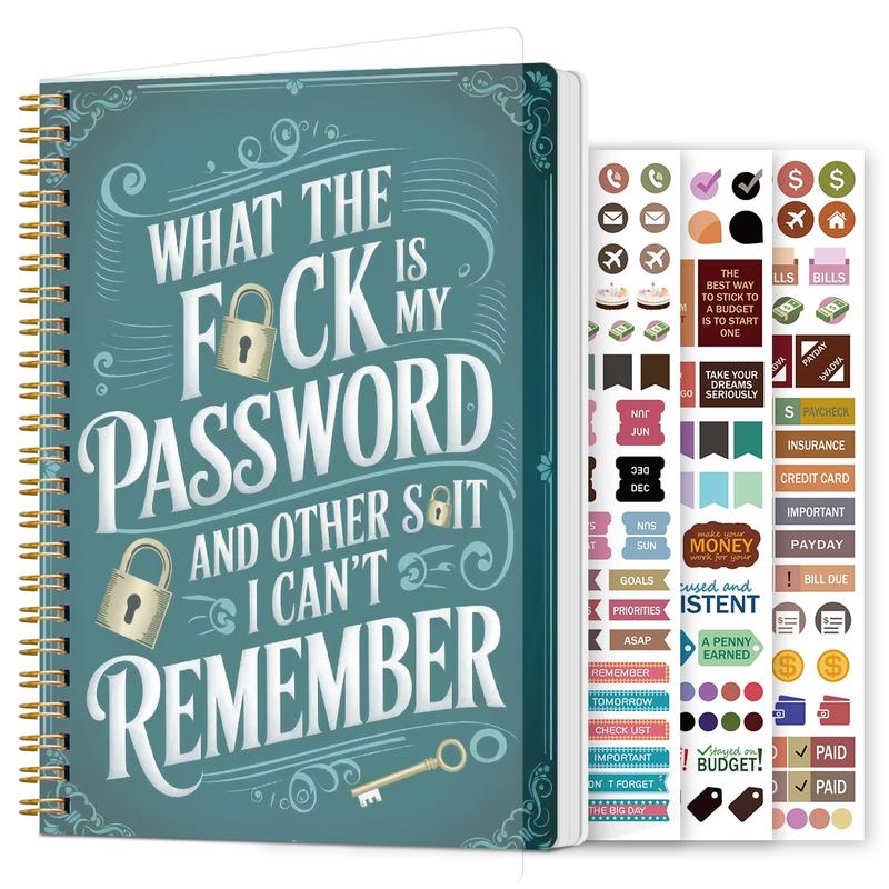 🔥𝑳𝑨𝑺𝑻 𝑫𝑨𝒀 𝟒𝟗% 𝑶𝑭𝑭 📅Funny Password Notebook - Spiral Bound with Lock Icons & Funny Security Phrases✍️