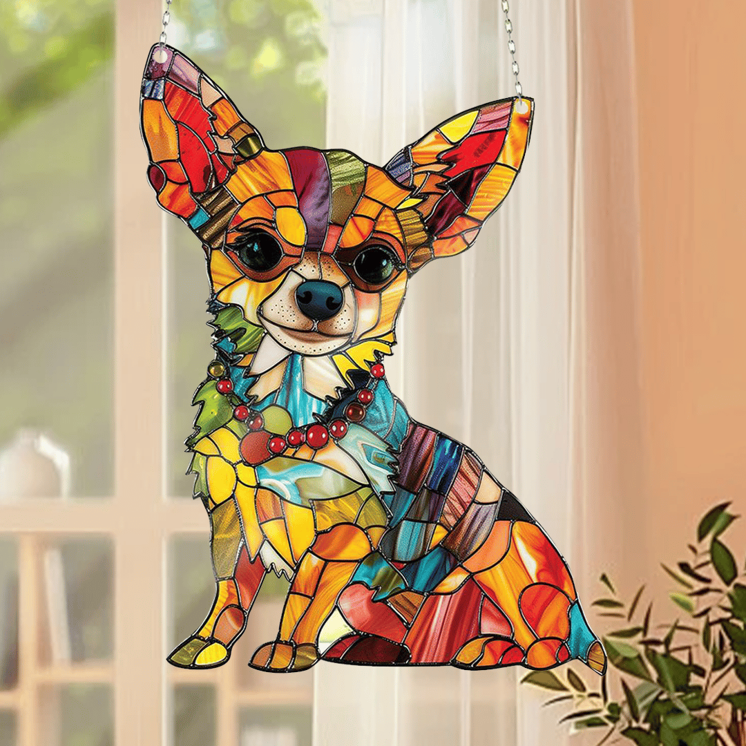 🌞🐕‍🦺Cute Chihuahua Suncatcher