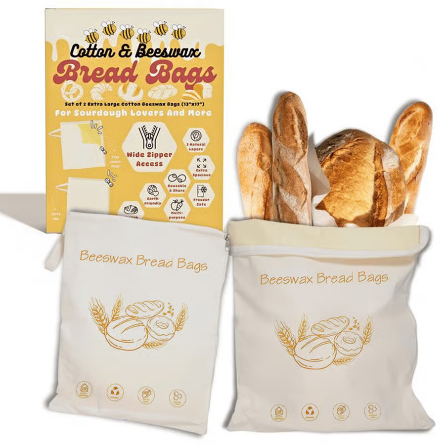 🔥𝑳𝑨𝑺𝑻 𝑫𝑨𝒀 𝟒𝟗% 𝑶𝑭𝑭🍞Wide Zipper Access Cotton & Beeswax Bread Bags for Sourdough